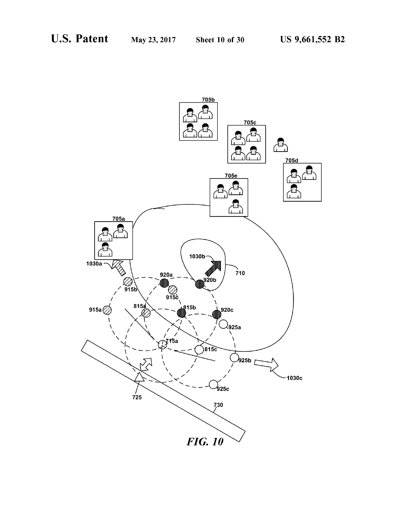 Diagram illustrating the components and flow of the invention described in US Patent 9,661,552, Figure 10
